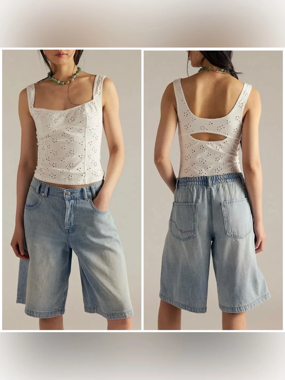 NWT Free People We the Free CRVY Back To Basics Shorts- square one blue - XS